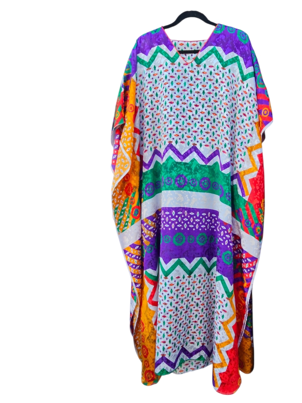 Conrad Collection Printed Silky Kaftan Dress - Vibrant Geo Print